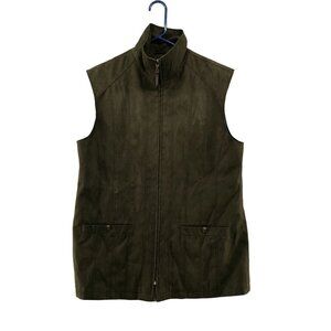 Vintage Gelco Womens Faux Suede Olive Green Jacket Vest Womens EU 42 US M/L